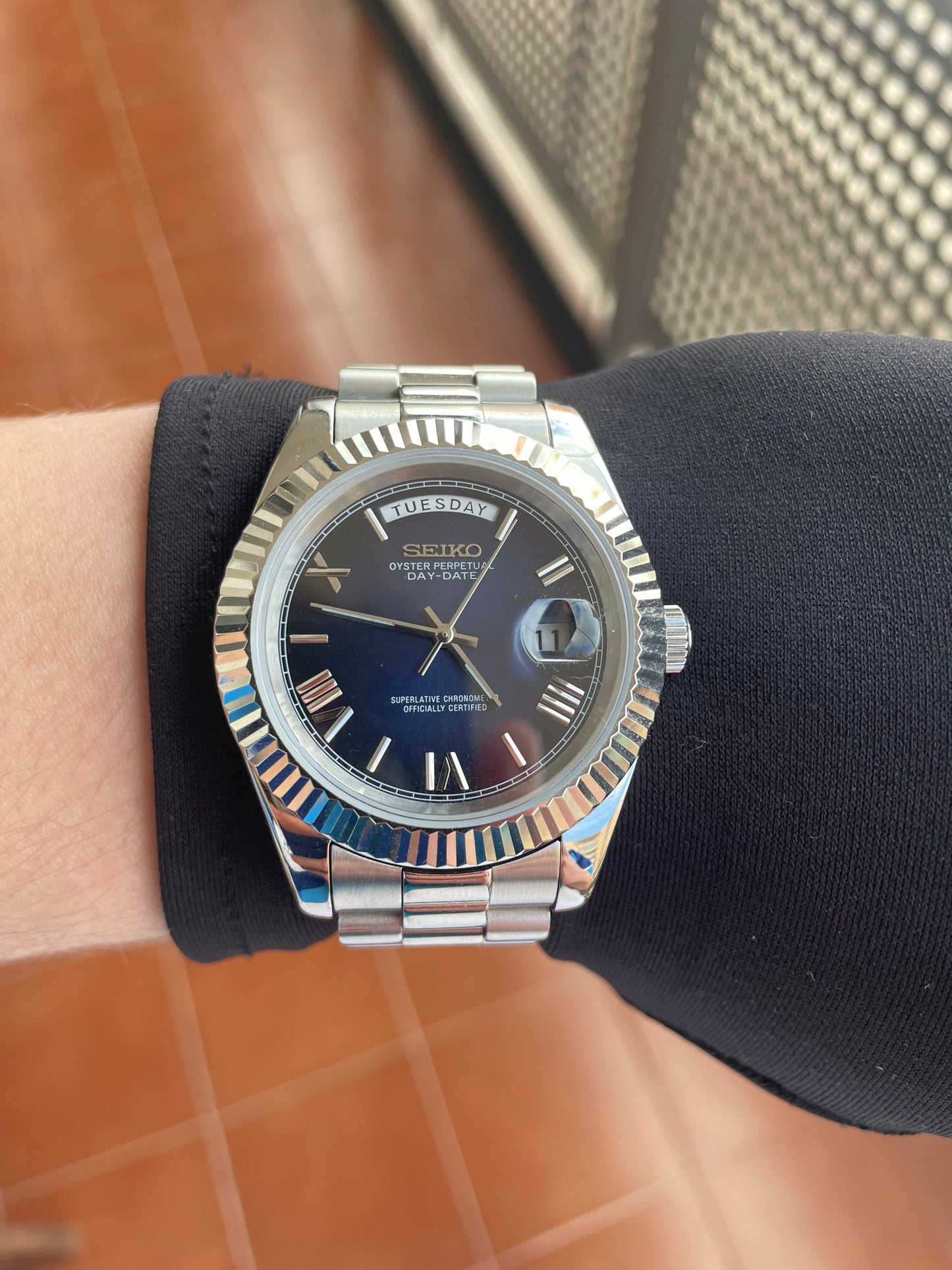 Seiko Mod Day-date "Roman Blue"