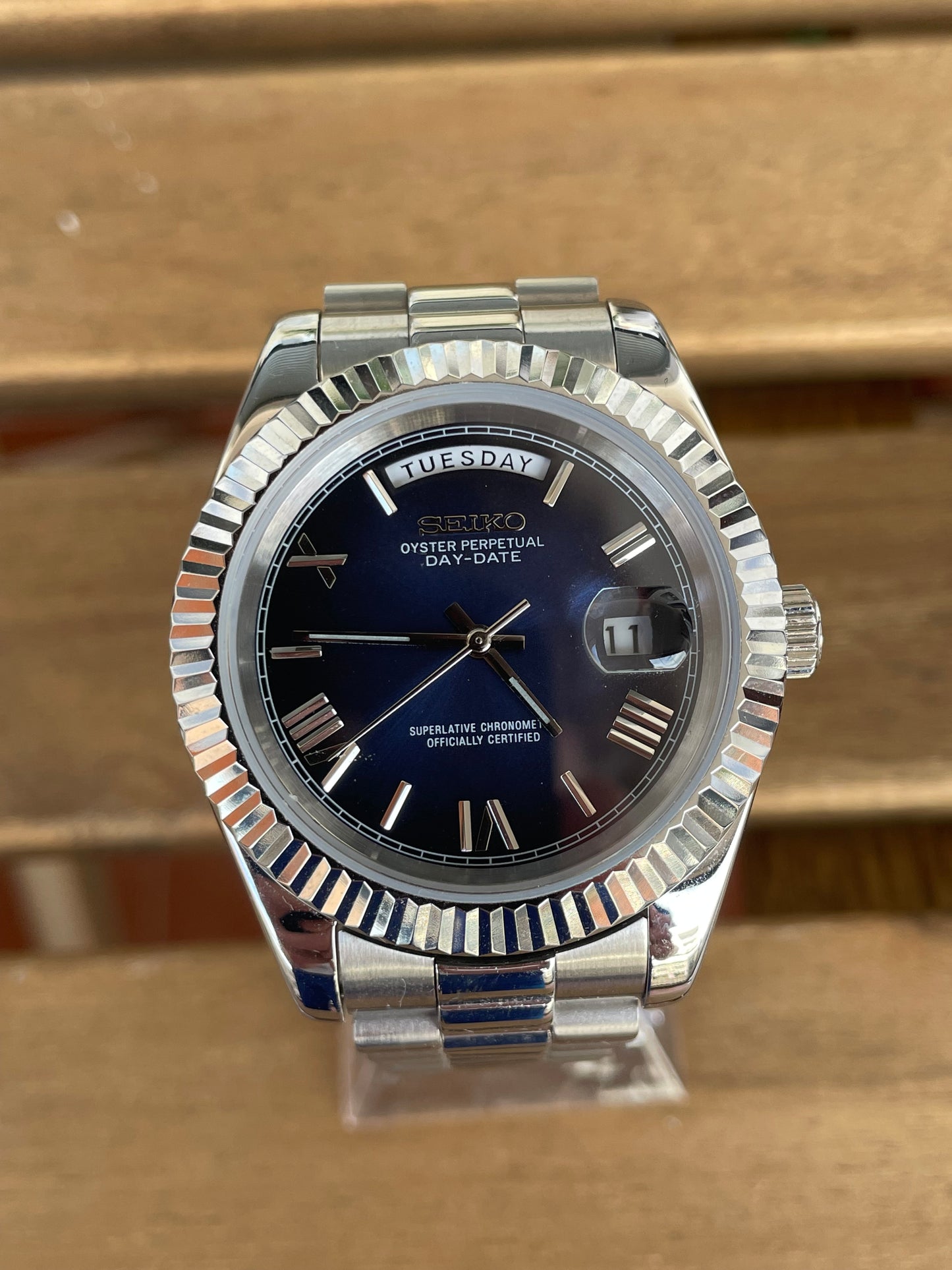 Seiko Mod Day-date "Roman Blue"