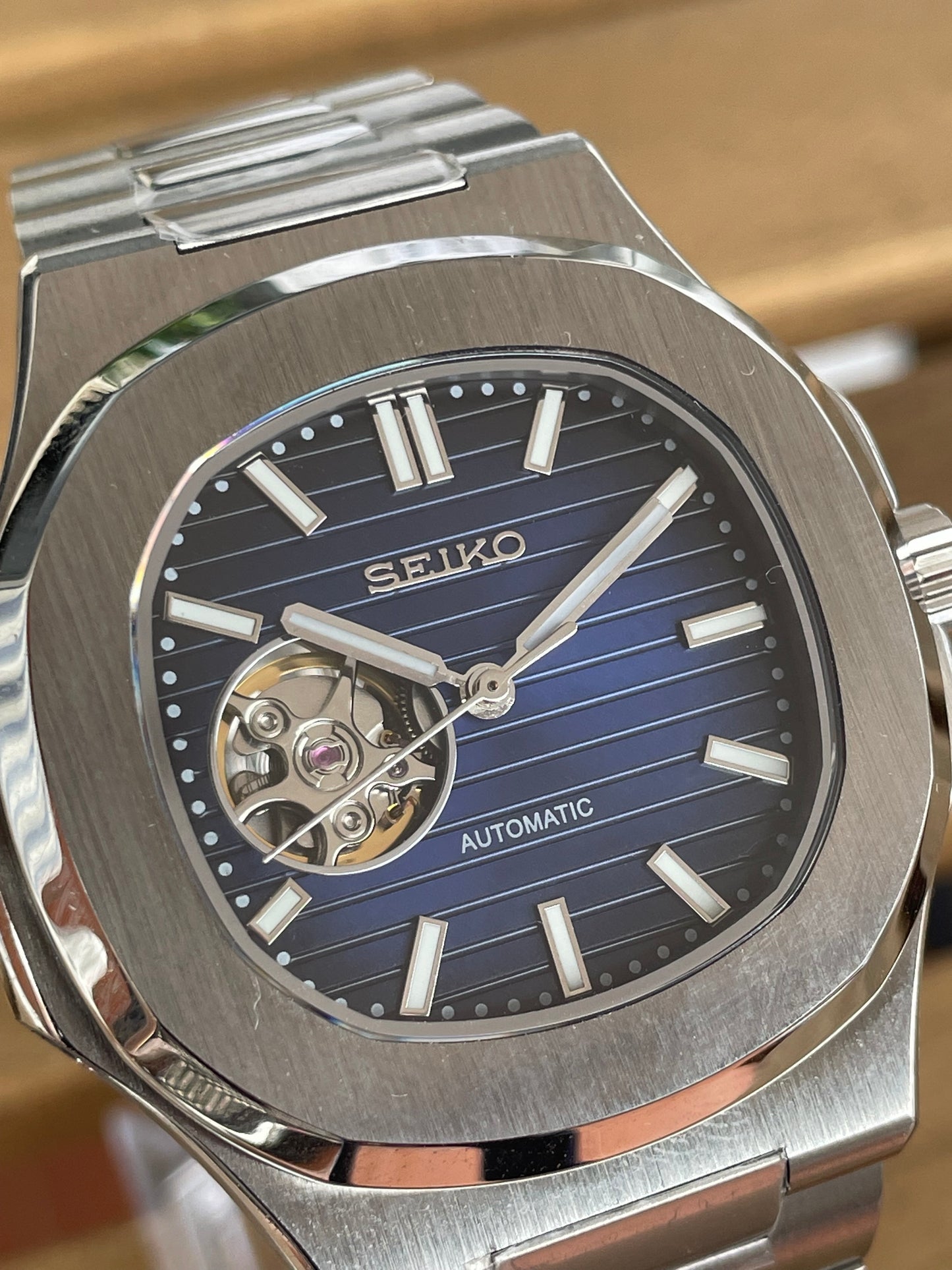 Seiko Mod Nautilus "Azul Open Heart"