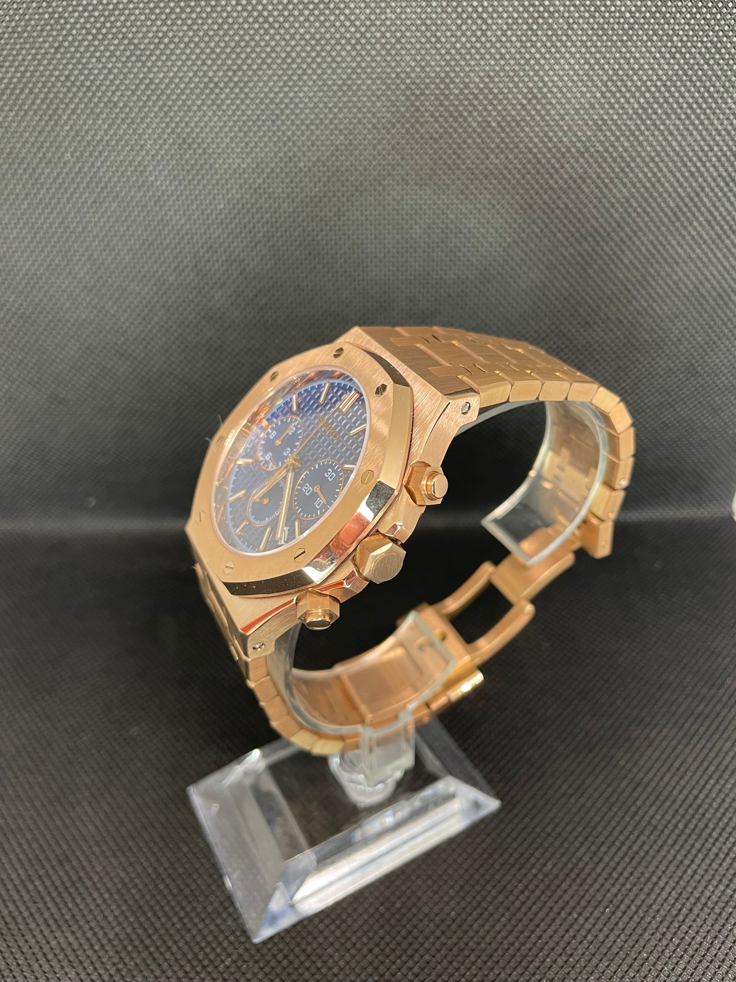 Seiko Mod Royal Oak Chronograph "Oro Rosa dial azul"