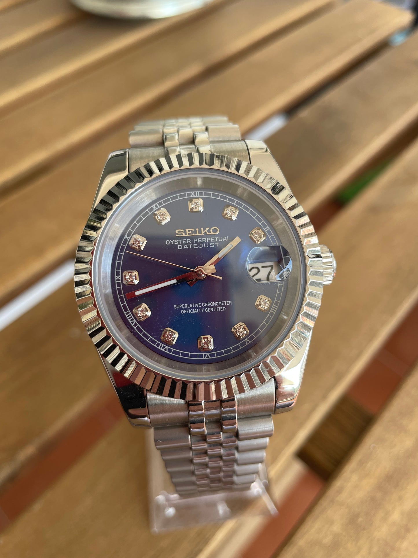 Seiko Mod Datejust "Blue Diamonds Dial"