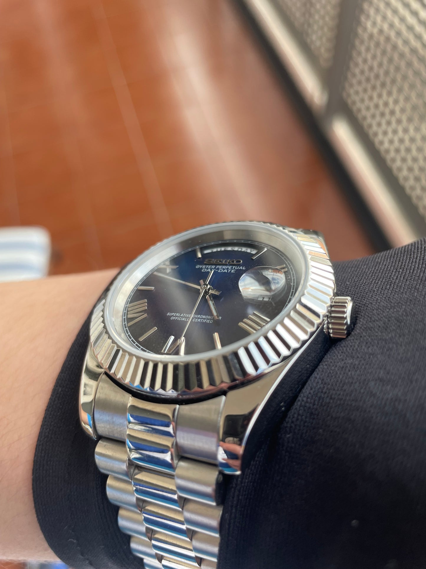 Seiko Mod Day-date "Roman Blue"