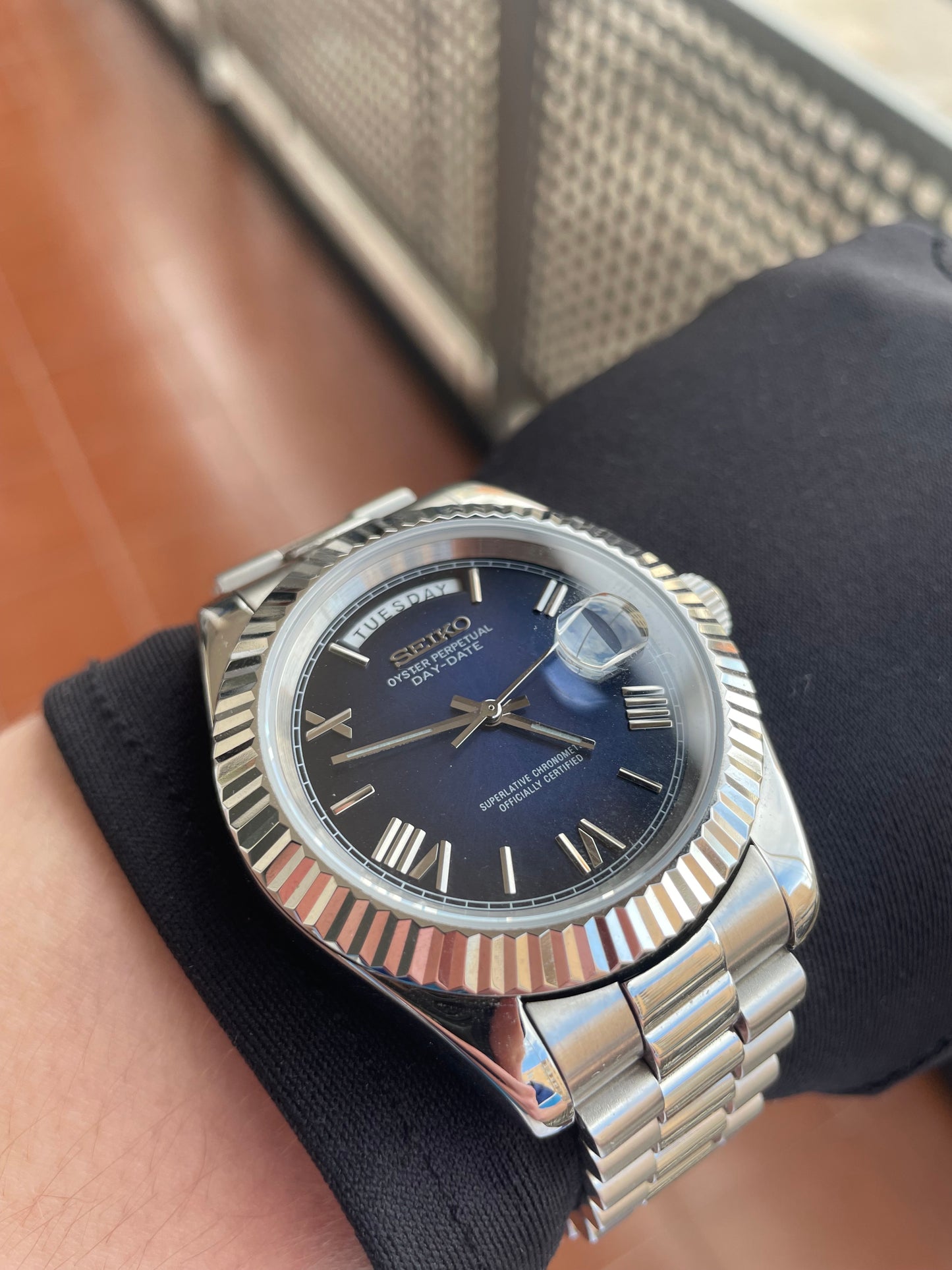 Seiko Mod Day-date "Roman Blue"
