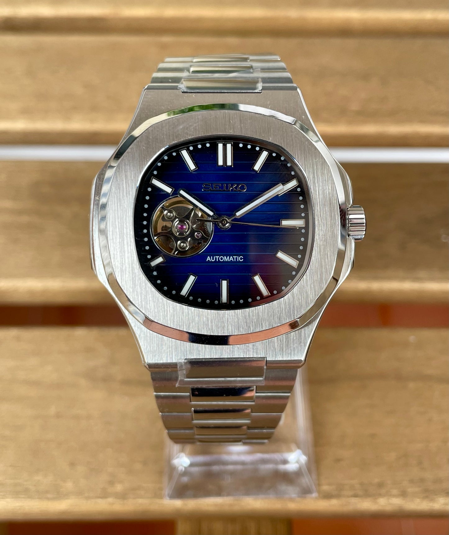 Seiko Mod Nautilus "Azul Open Heart"