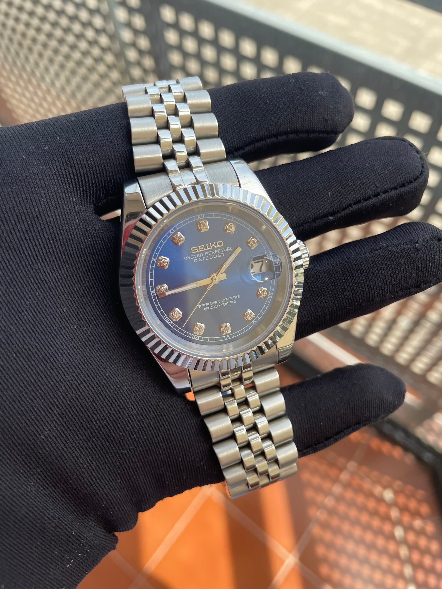 Seiko Mod Datejust "Blue Diamonds Dial"
