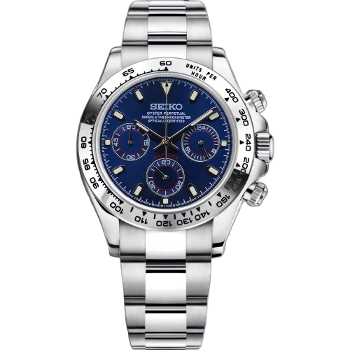 Seiko Mod Daytona "Plata y azul marino"