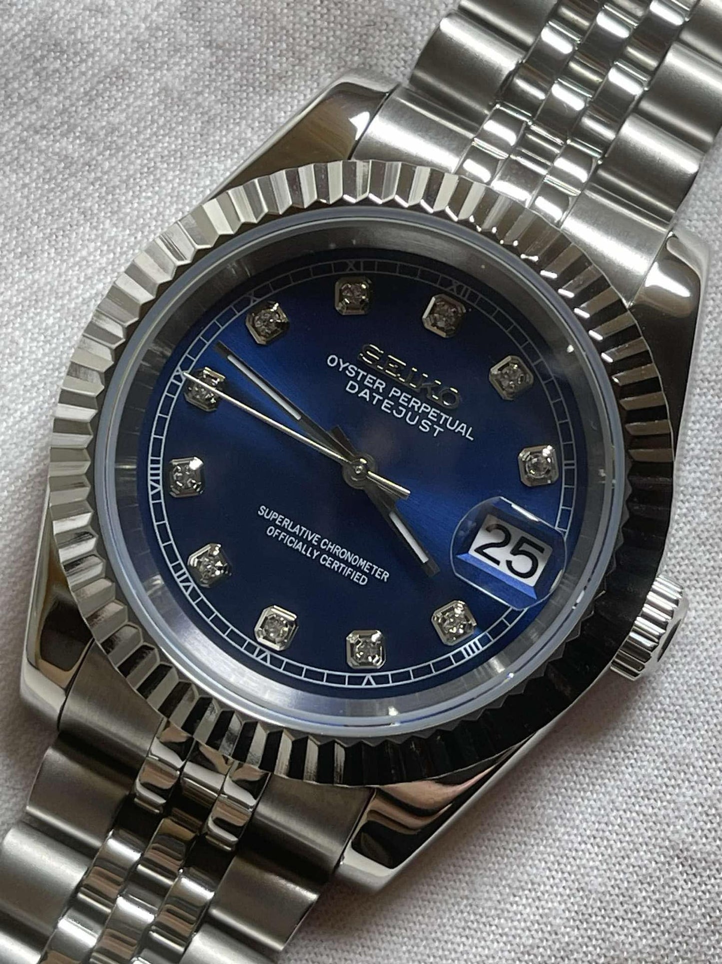 Seiko Mod Datejust "Blue Diamonds Dial"