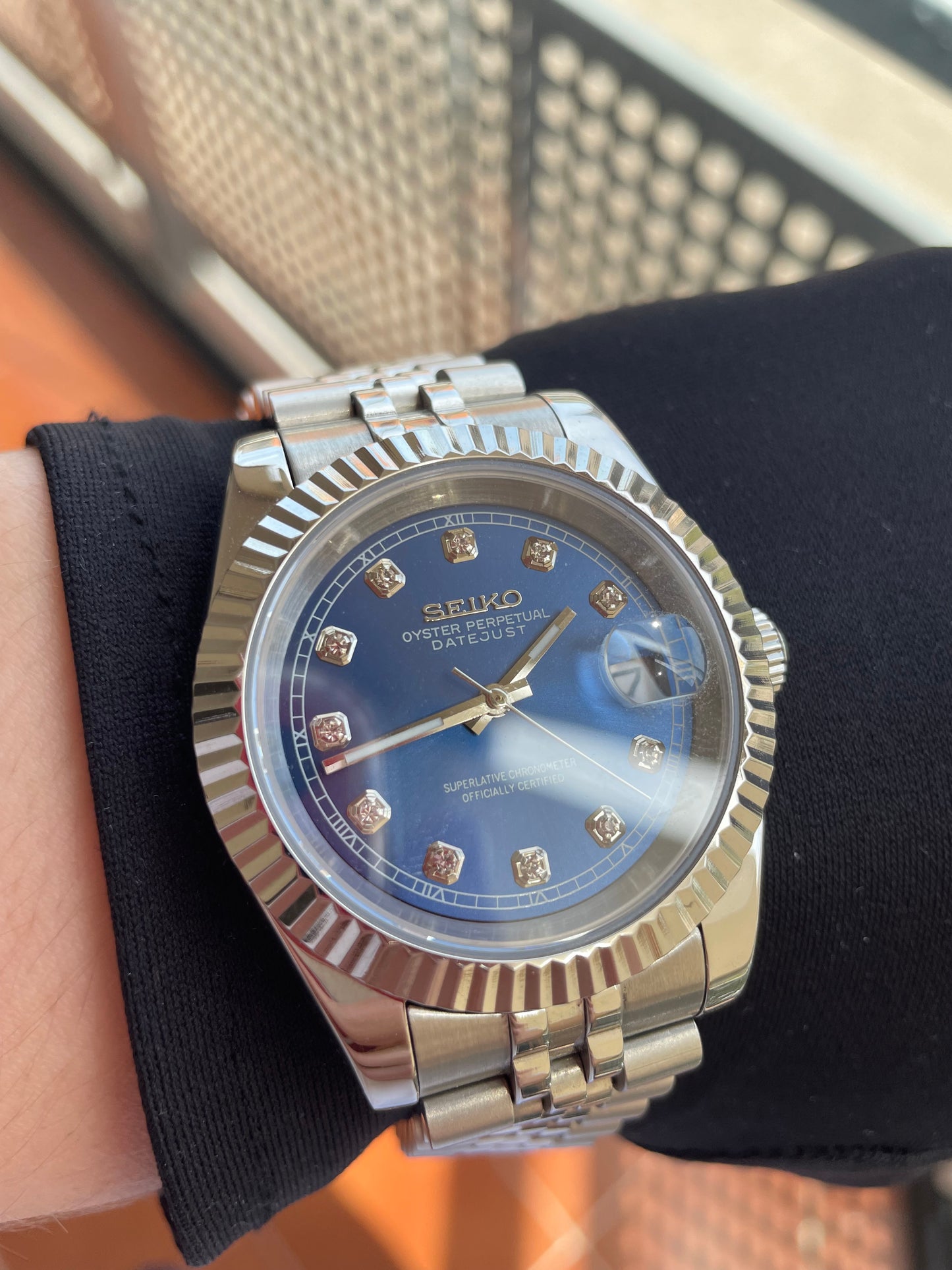 Seiko Mod Datejust "Blue Diamonds Dial"