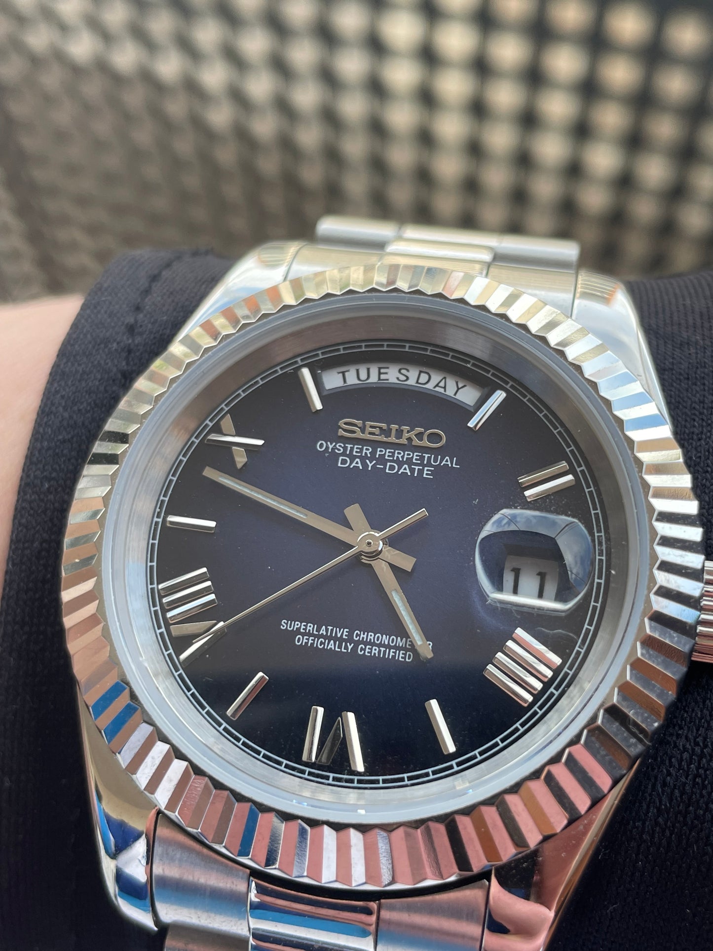 Seiko Mod Day-date "Roman Blue"