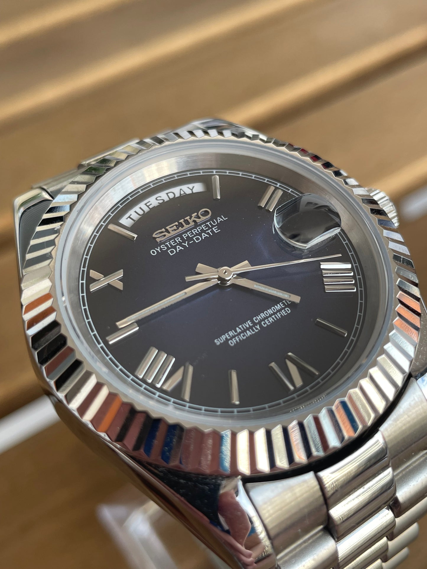 Seiko Mod Day-date "Roman Blue"