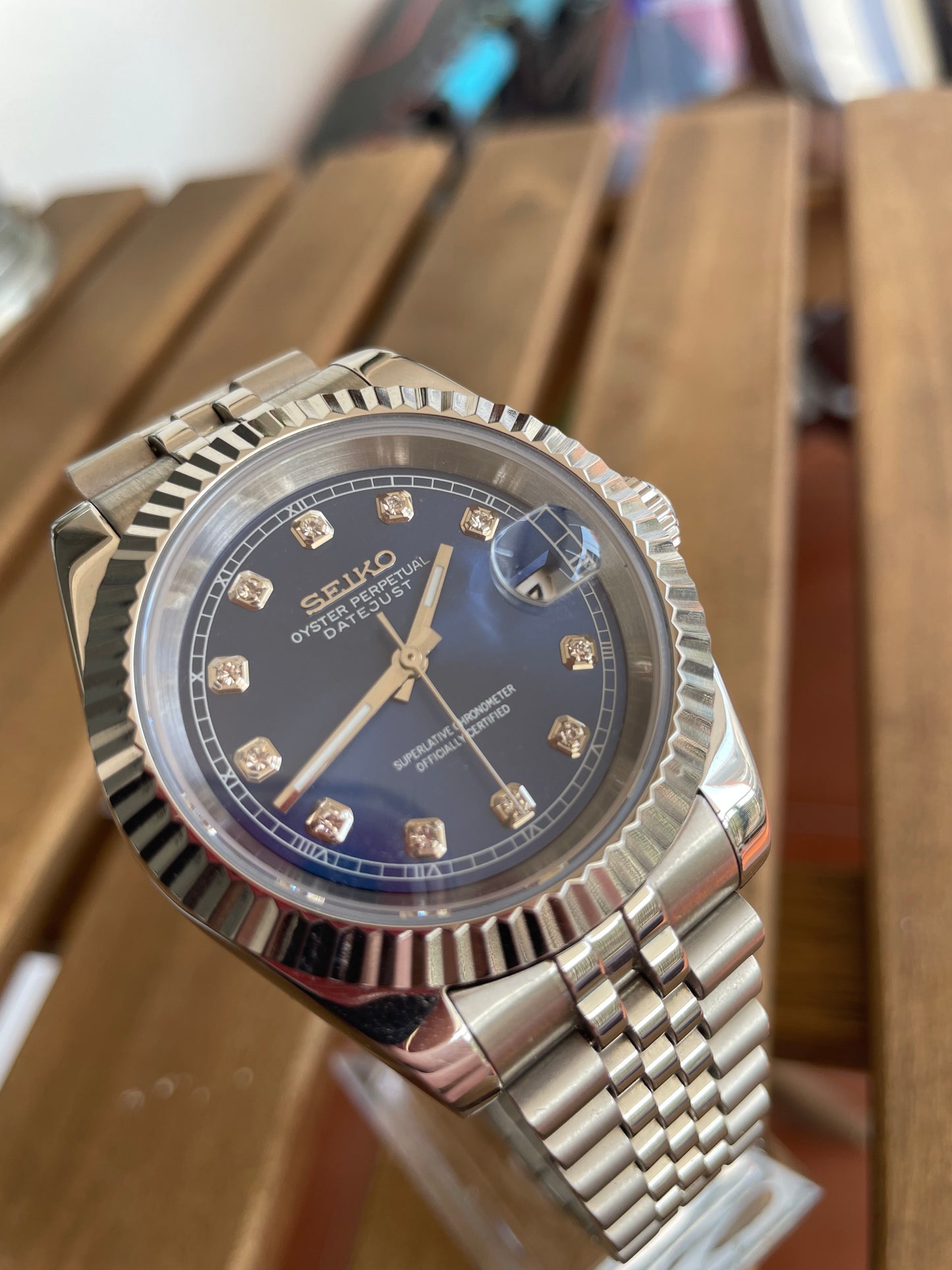 Seiko Mod Datejust "Blue Diamonds Dial"