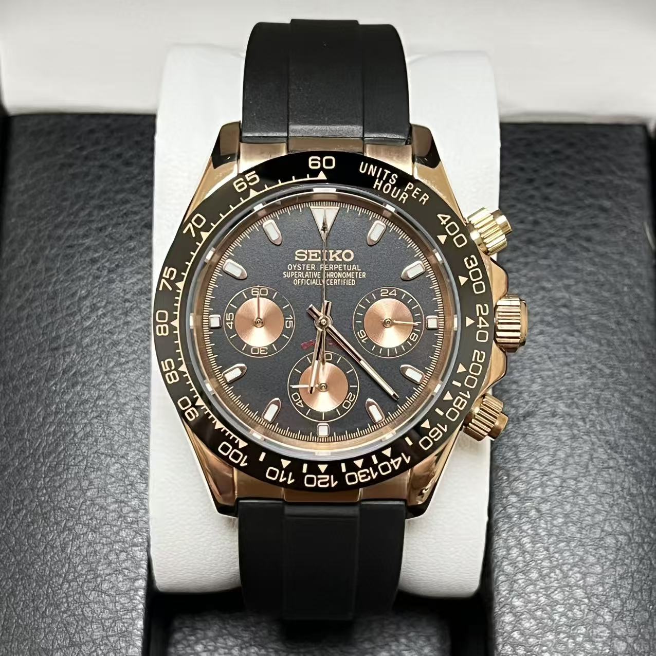 Seiko Mod Daytona Rose Gold OysterFlex