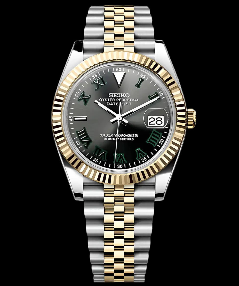 Seiko Mod Datejust Wimbledon Two Tones Oro Amarillo