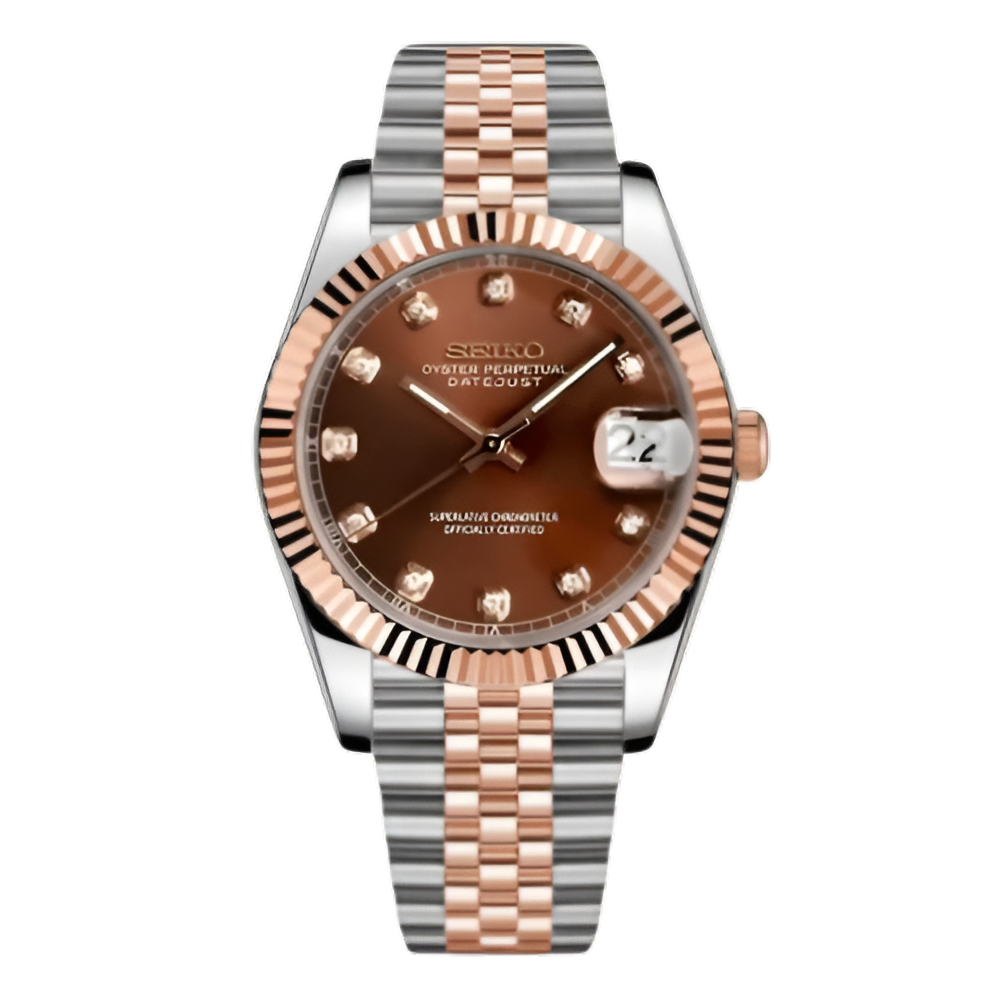 Seiko Mod Datejust Chocolate Jewel Dial Women