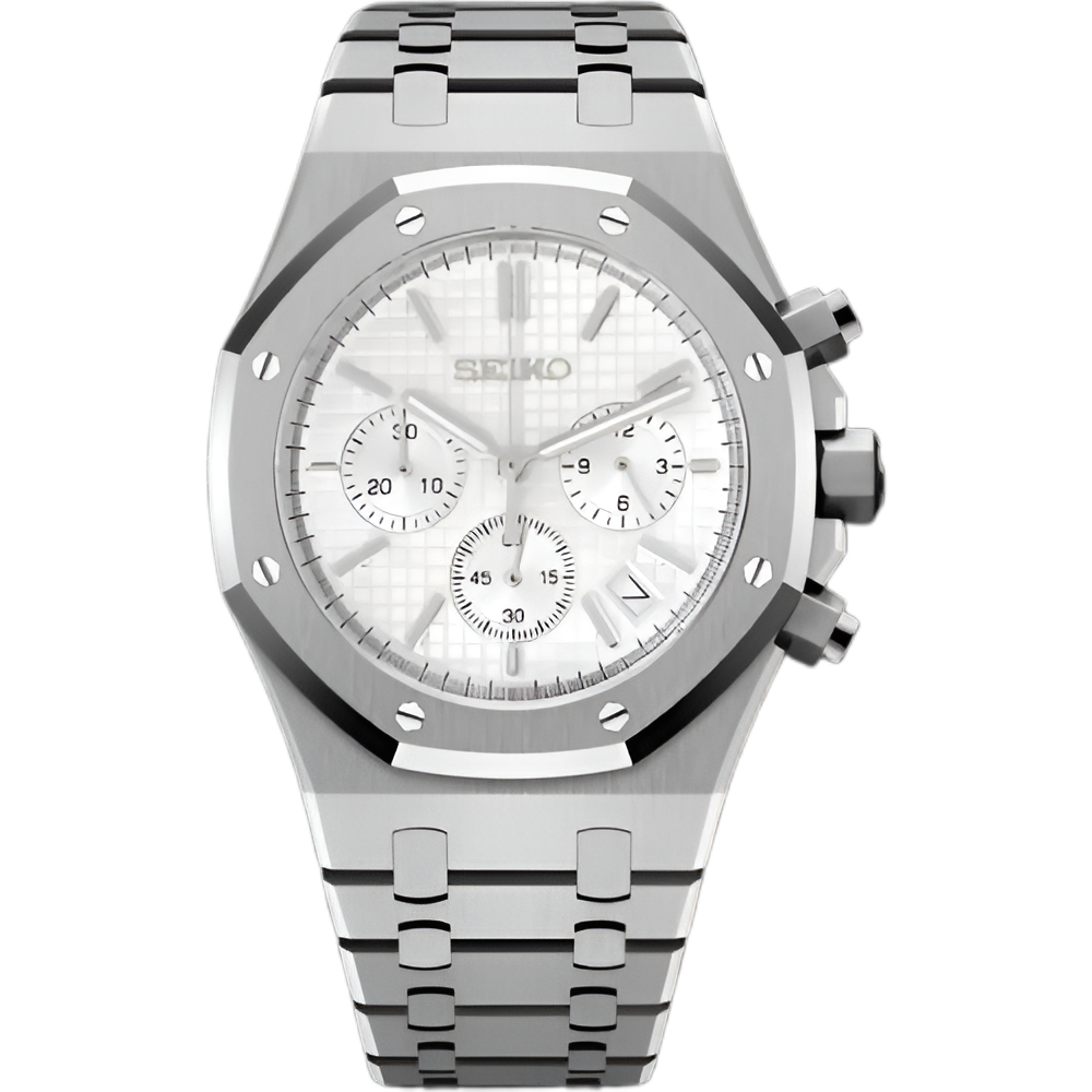 Seiko Mod Royal Oak "Cronógrafo blanco"