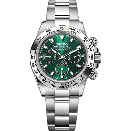 Seiko Mod Daytona "Plata y verde"