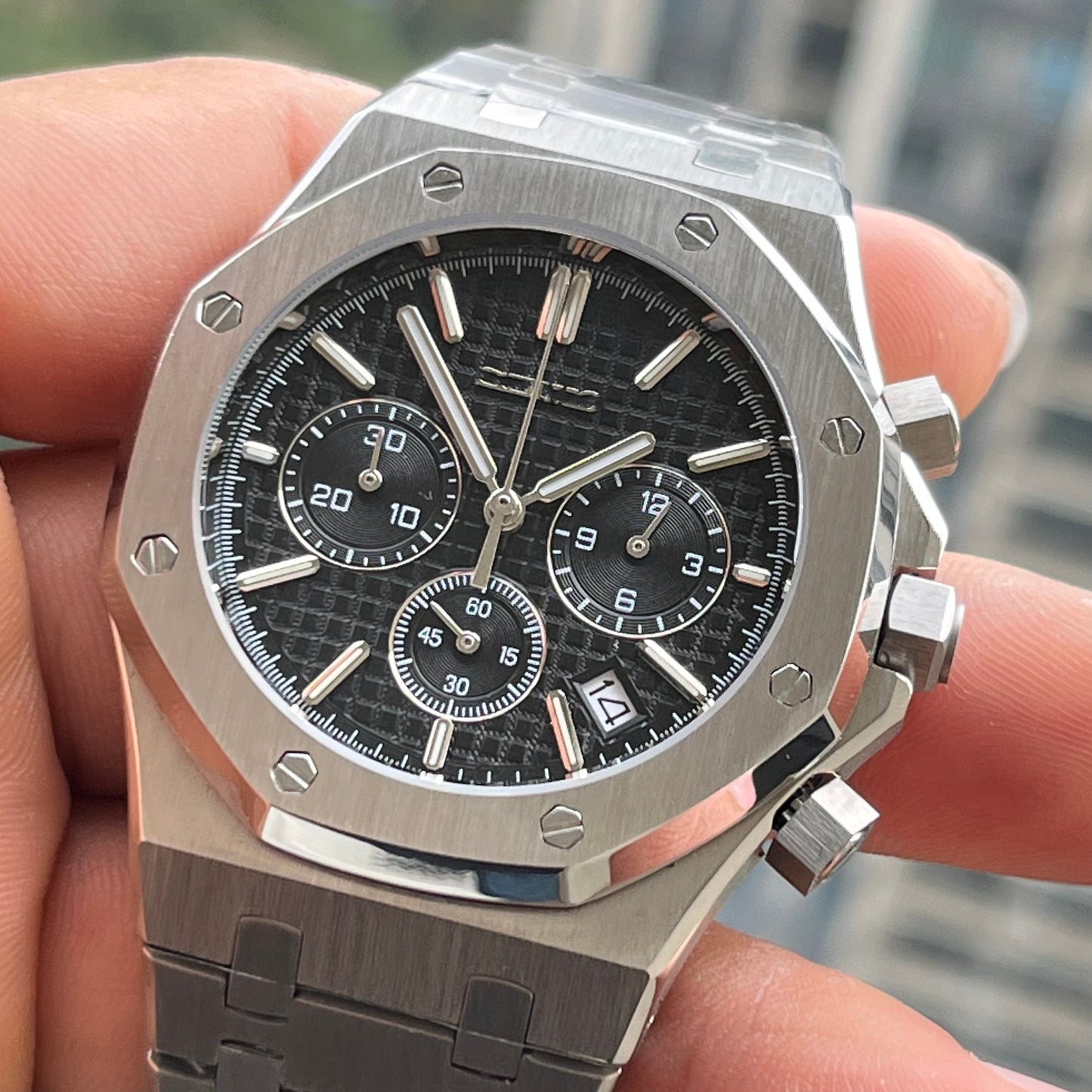 Seiko Mod Royal Oak Chronograph Black