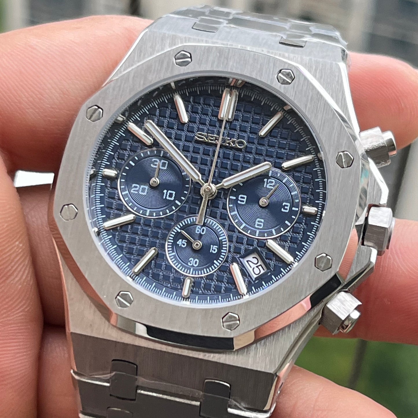 Seiko Mod Royal Oak Chronograph Dark Blue