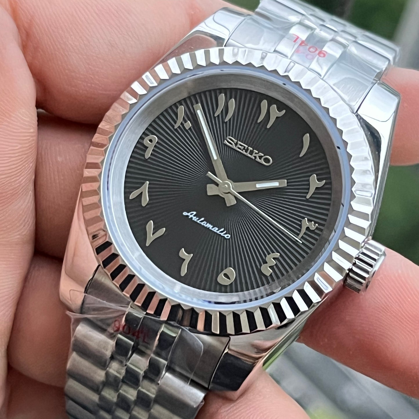 Seiko Mod Datejust Black Arabic Dial