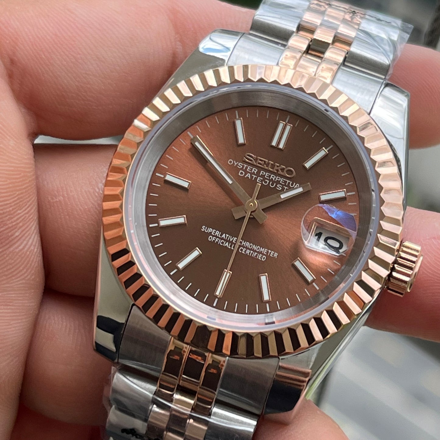 Seiko Mod Datejust Chocolate Two Tones