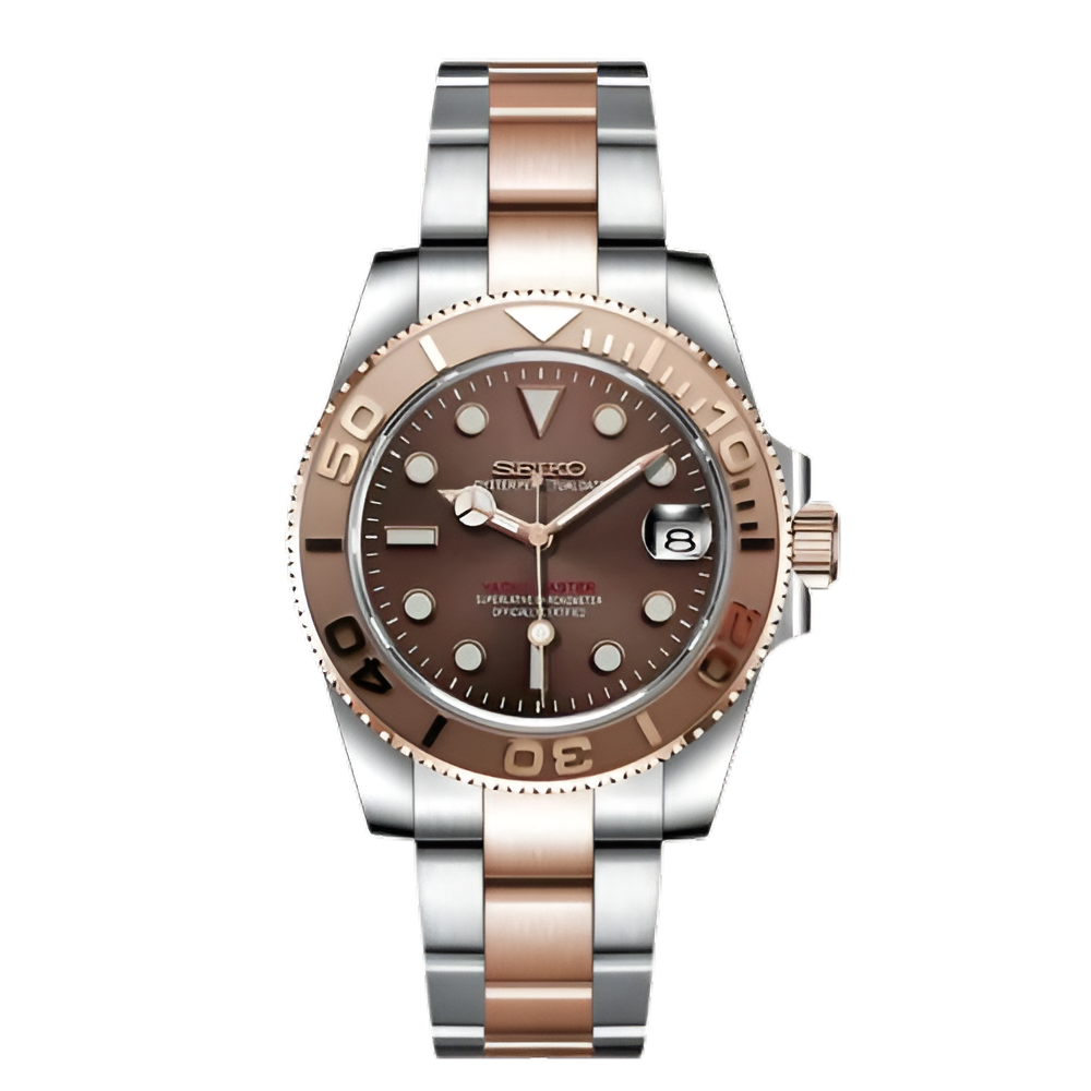 Seiko Mod Yacht Master "Oro rosa y marrón"