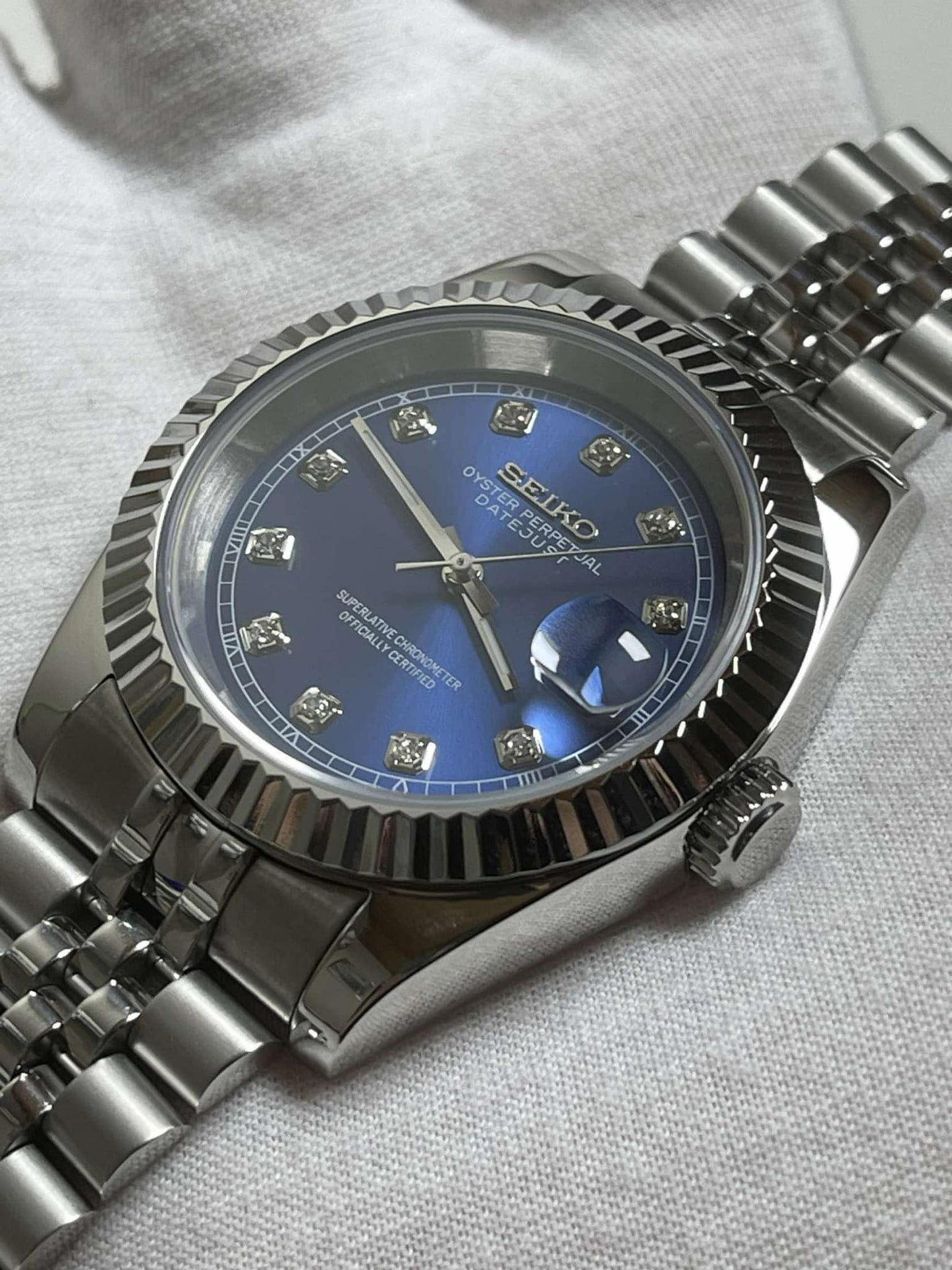 Seiko Mod Datejust "Blue Diamonds Dial"