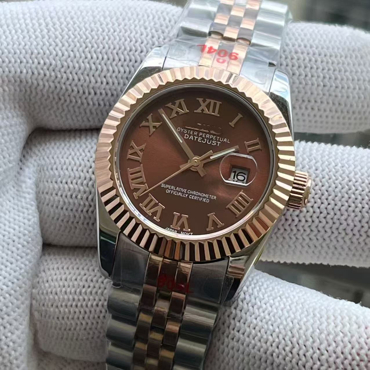 Seiko Mod Datejust Chocolate Roman Dial Mujer