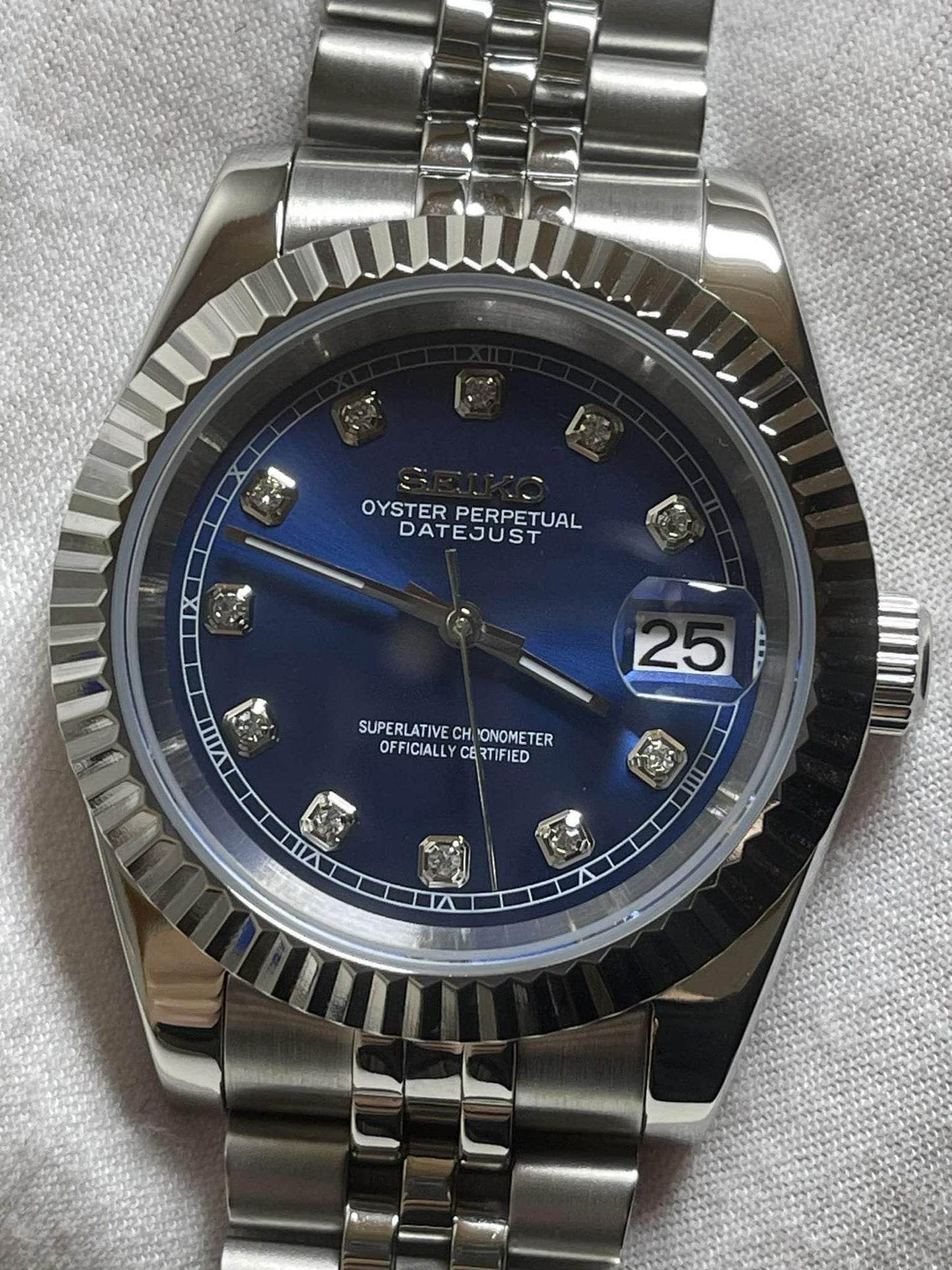 Seiko Mod Datejust "Blue Diamonds Dial"