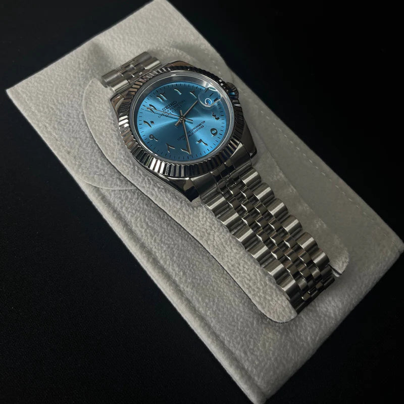 Seiko Mod Datejust "Arabic Dial Ice Blue"