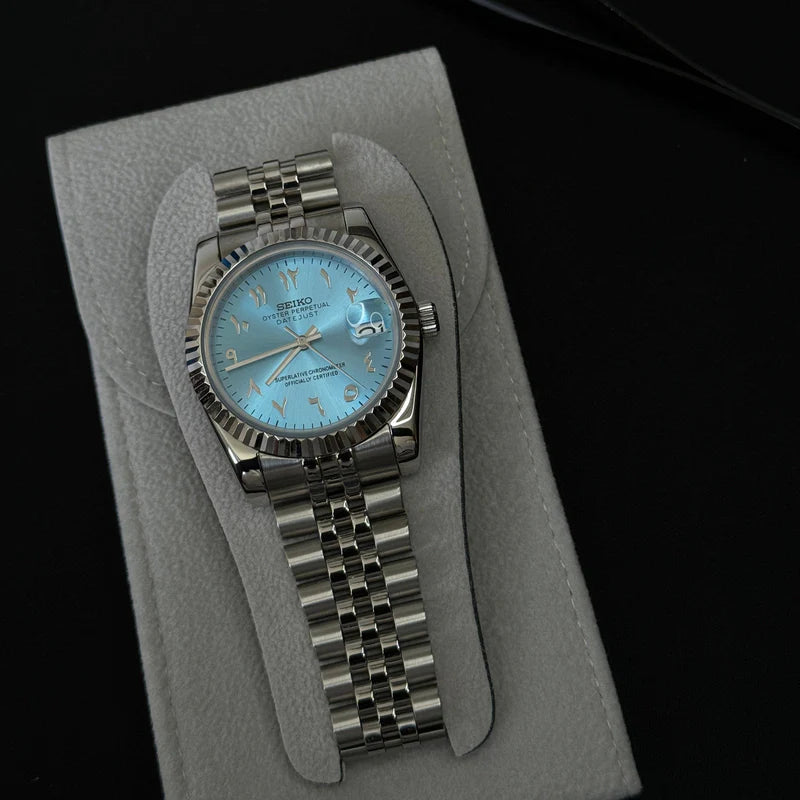 Seiko Mod Datejust "Arabic Dial Ice Blue"