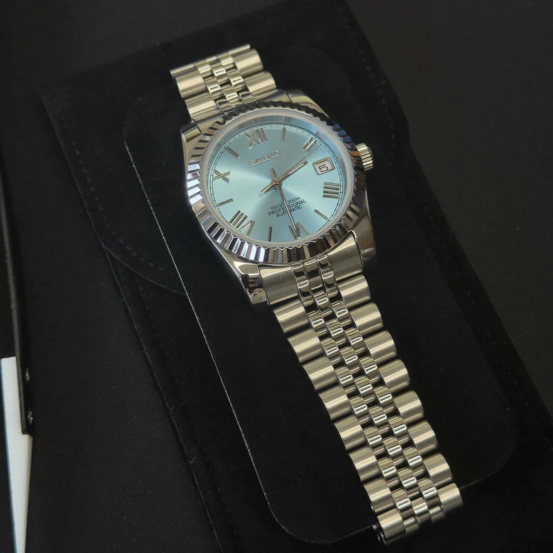 Seiko Mod Datejust "Ice blue Roman"