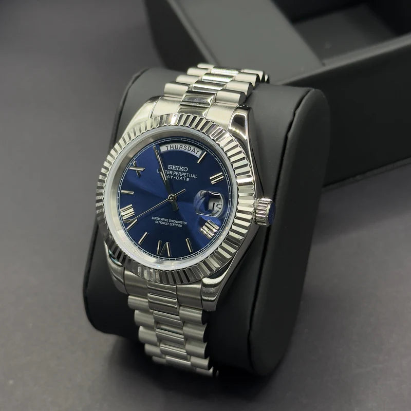 Seiko Mod Day-date "Roman Blue"