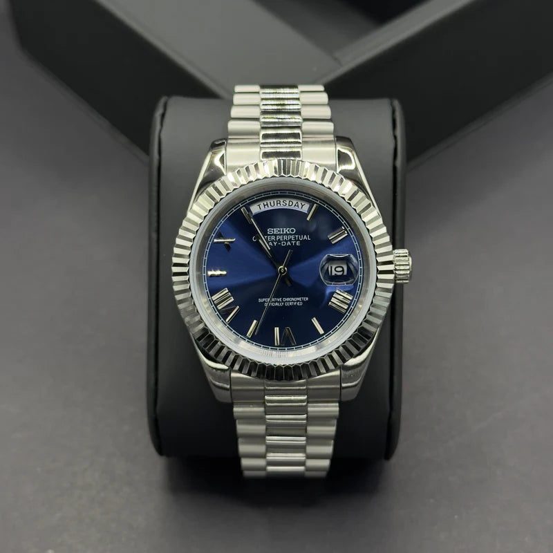 Seiko Mod Day-date "Roman Blue"
