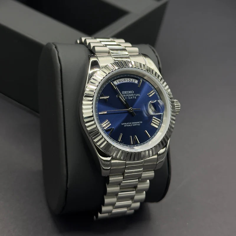 Seiko Mod Day-date "Roman Blue"