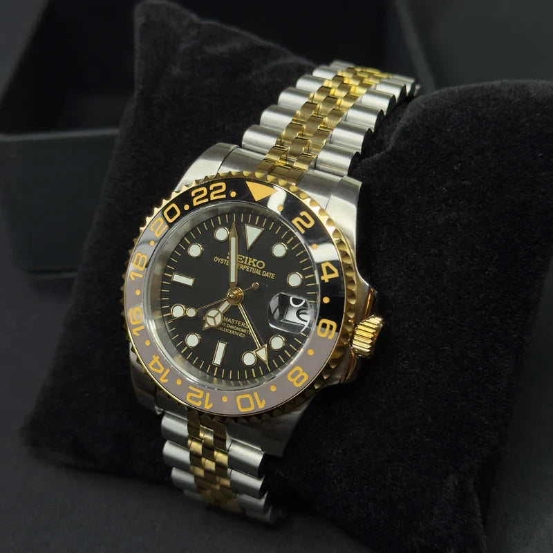 Seiko Mod GMT Master II dorado "Bruce Wayne"