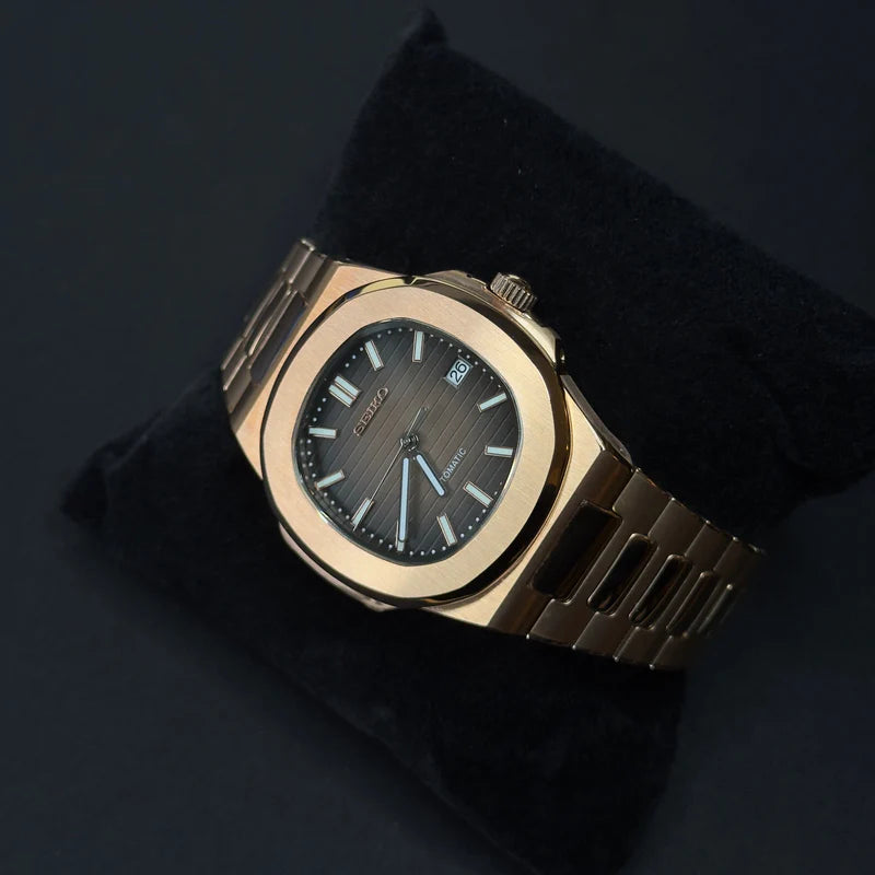 Seiko Mod Nautilus "Oro rosa y chocolate"