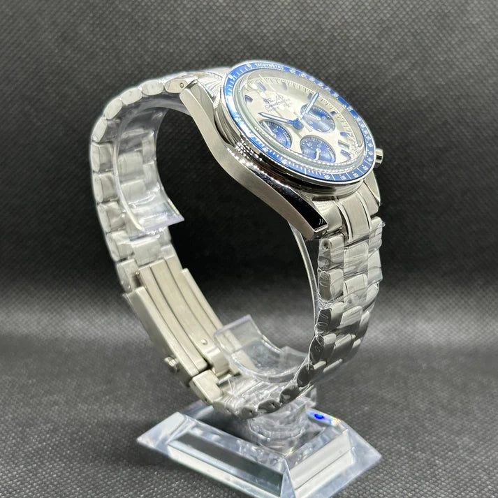 Seiko Mod Speedmaster "Azul y plateado"
