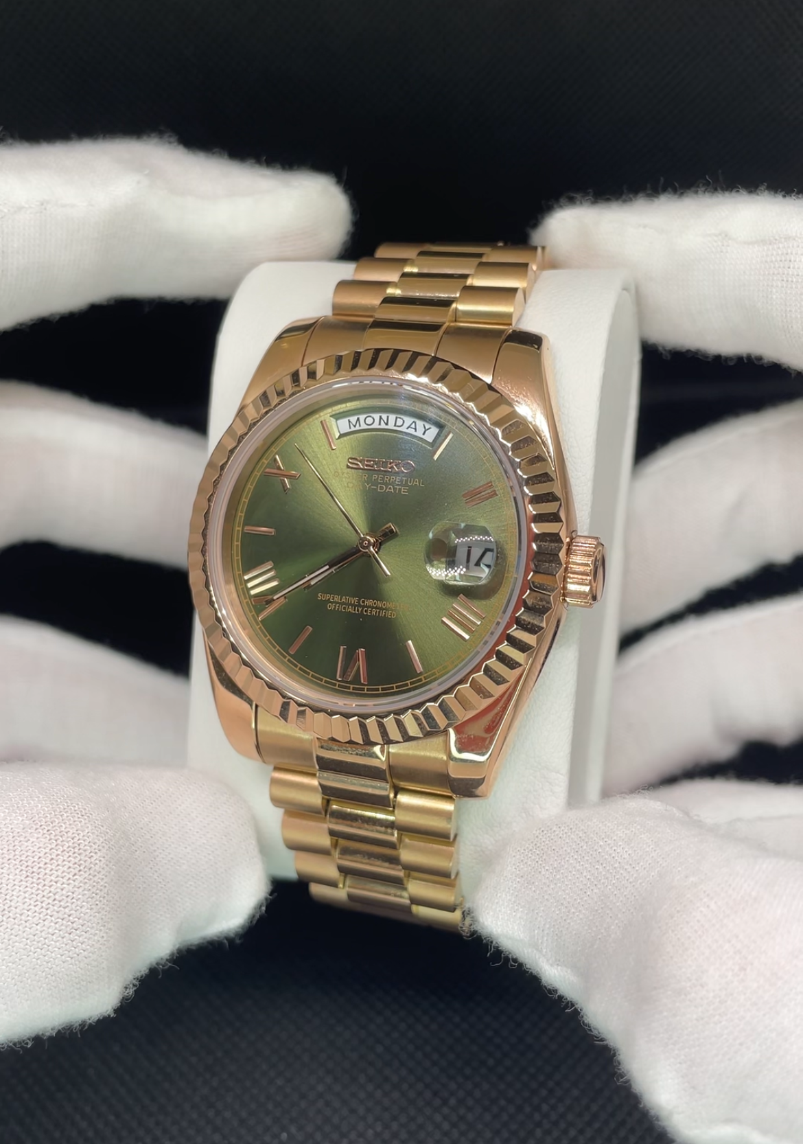 Seiko Mod Day-date Oro Rosa "Roman Green"