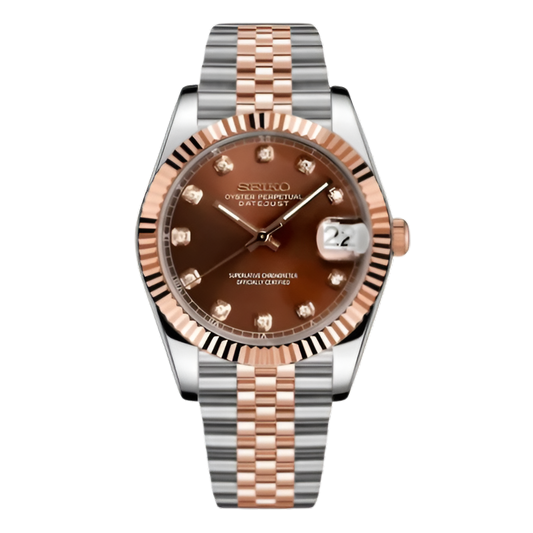 Seiko Mod Datejust Chocolate Jewel Dial Women