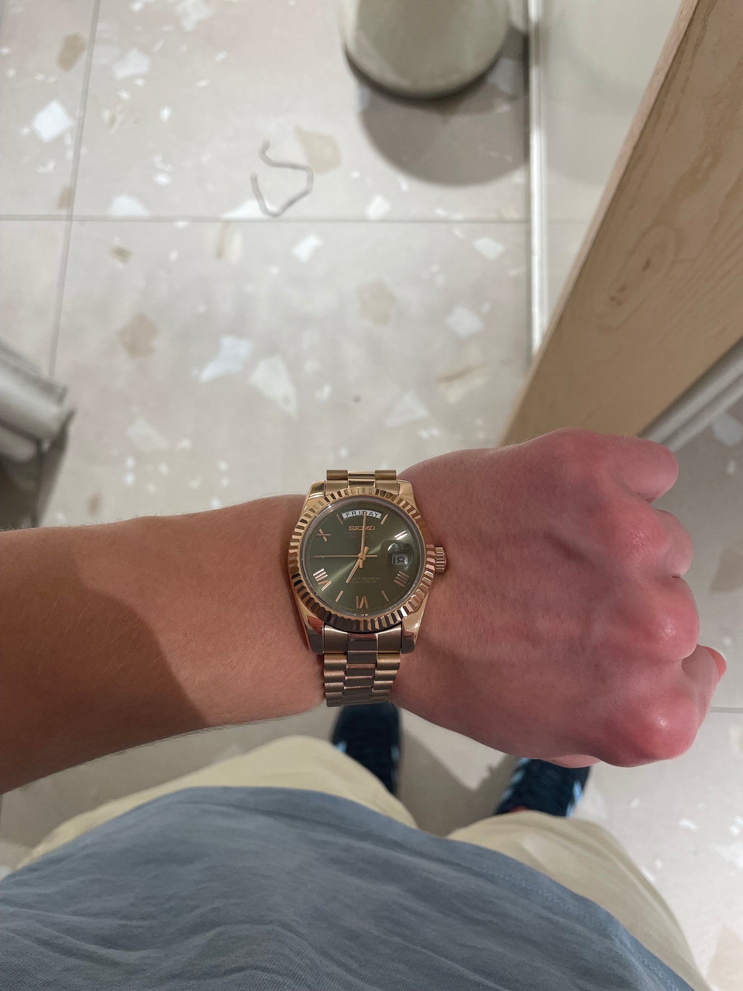 Seiko Mod Day-date Rose Gold "Roman Green"
