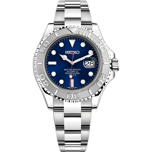 Seiko Mod Yacht-Master "Plata y azul marino"