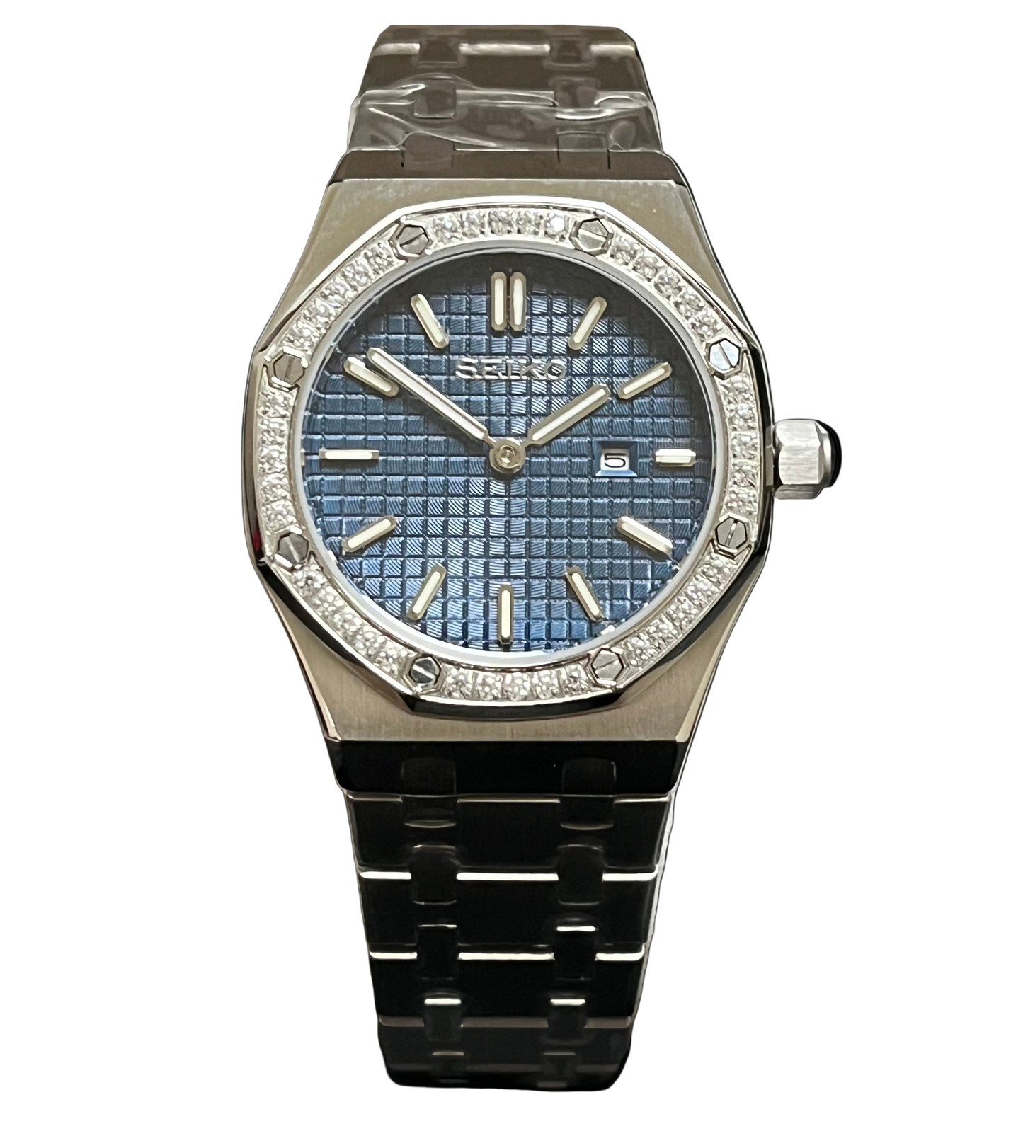Seiko Mod Royal Oak Blue Diamonds 31mm Mujer