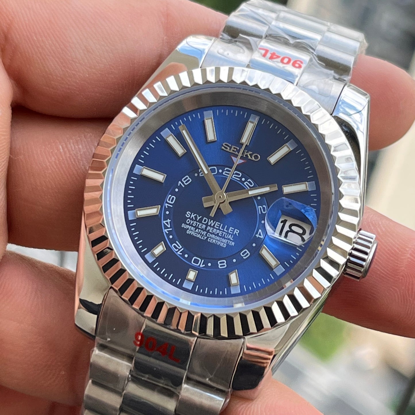 Seiko Mod Sky-Dweller Azul