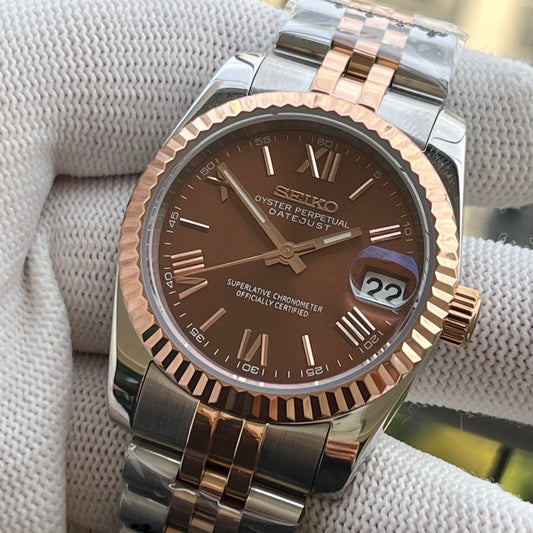 Seiko Mod Datejust Chocolate Roman
