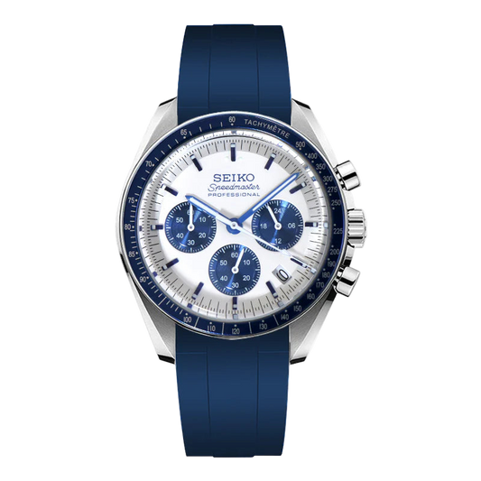 Seiko Mod Speedmaster "Azul y plateado correa nylon"