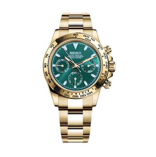 Seiko Mod Daytona "John Mayer dorado y verde"